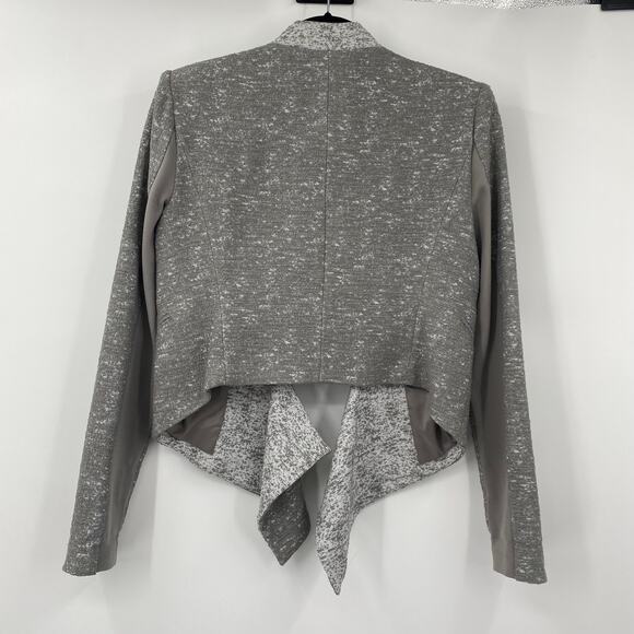 BCBGMAXAZRIA Candice Blazer Draped Cropped Jacket Heathered Dove Gray Womens S - Picture 4 of 8